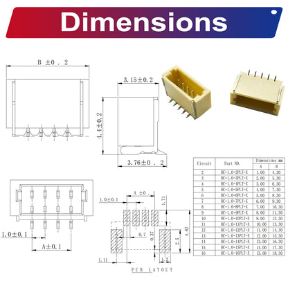 Reliable_JST_SH1.0_Vertical_SMT_Header_Connector_Kit