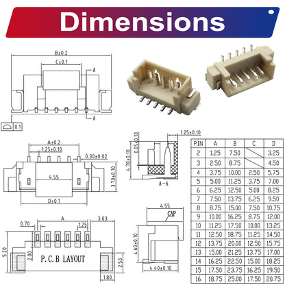 Reliable Molex MX1.25mm vertical SMT sockets offering strong and stable wire-to-board connections