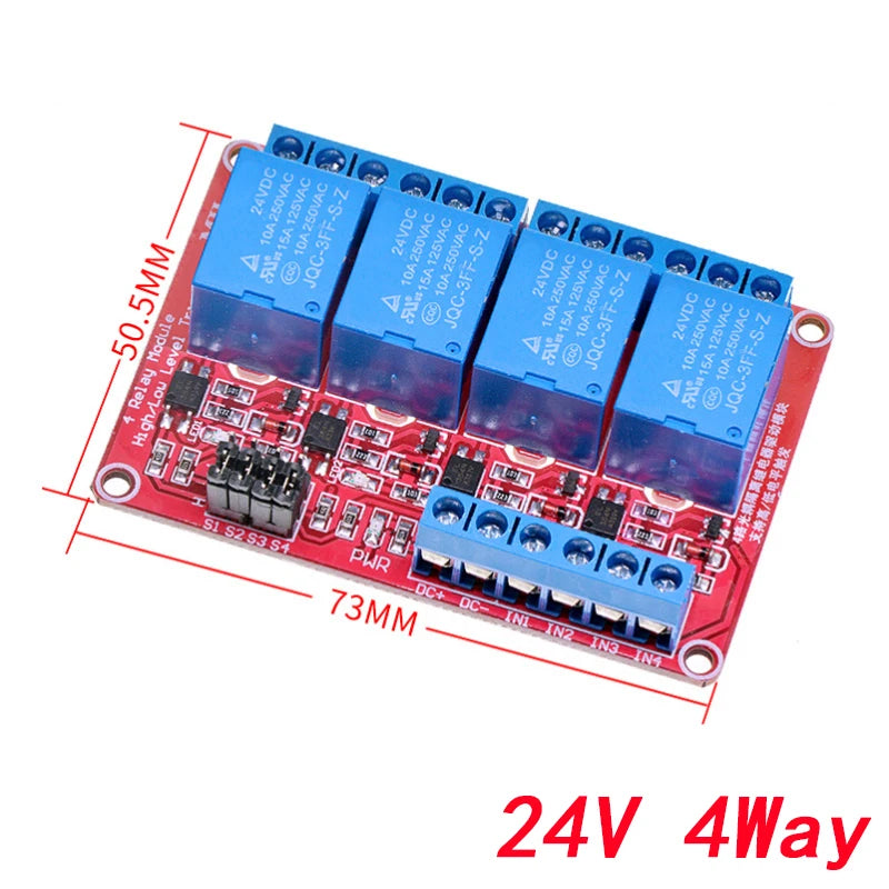 5V 12V 24V Multi-Channel Relay Module Board with Optocoupler for Arduino High/Low Level Trigger