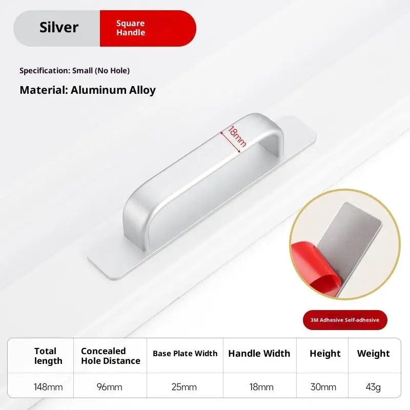 Drill-free Aluminum Handle for Sliding Door Window Drawer Bathroom Push-Pull