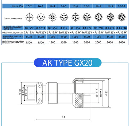 GX12 2/3/4/5/6/7 Pin Male & Female Docking Aviation Plug & Socket Circular Waterproof Thread Butt Joint Connector