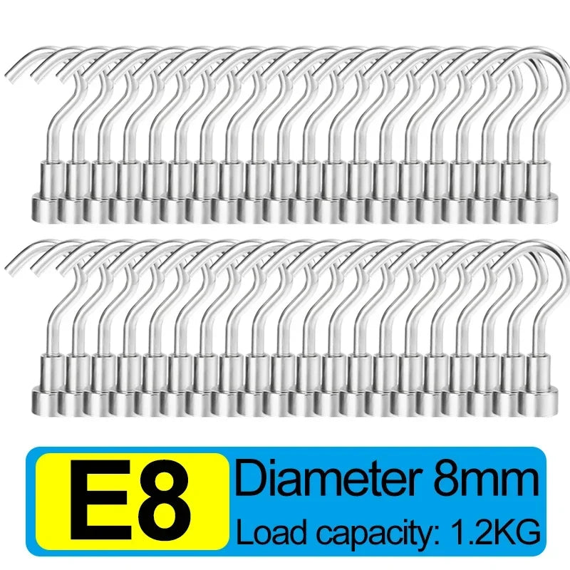 50/1PCS Strong Magnetic Hook Multi-Purpose Storage Hooks Home Kitchen Bar Storage Hooks Key Storage Hooks Home Bathroom Hangers