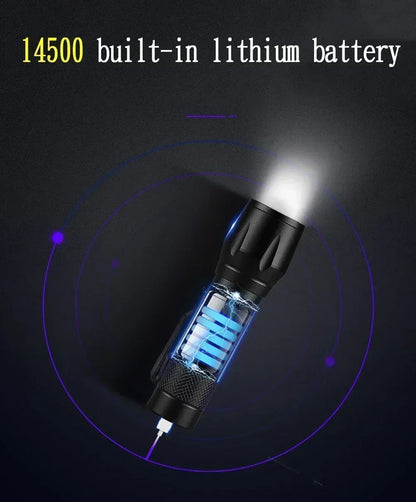 Ultra Bright LED Flashlight Battery Display Rechargeable Zoom Torch
