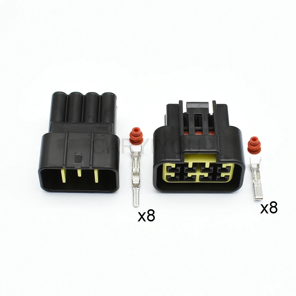 FW-C-8F-B / FW-C-8M-B Furukawa 8-Pin 2.3mm Waterproof Automotive Connector — Black Male Female Plug