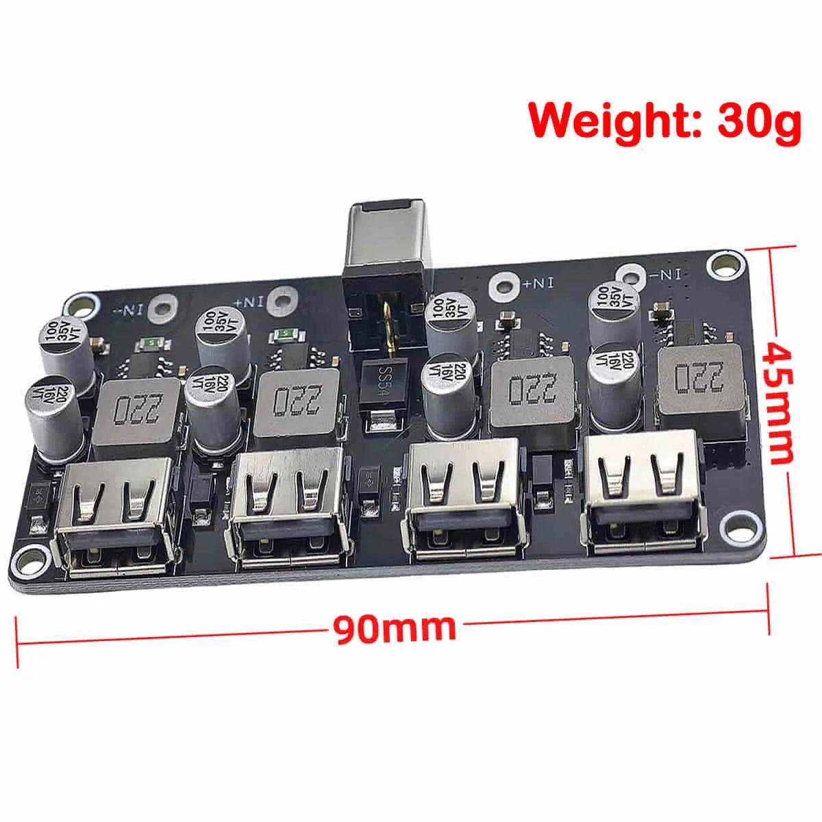 USB QC2.0/QC3.0 4-Channel DC-DC Buck Converter Module Fast Charging 6-32V to 5V/9V/12V/24V