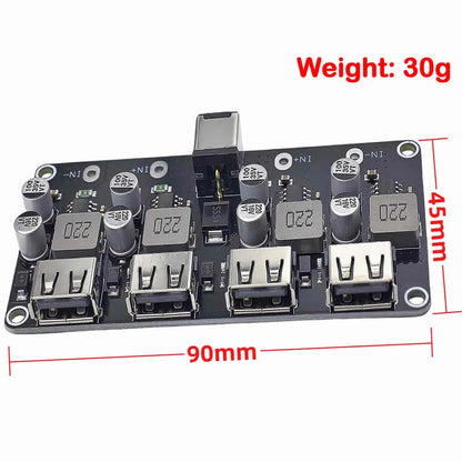 USB QC2.0/QC3.0 4-Channel DC-DC Buck Converter Module Fast Charging 6-32V to 5V/9V/12V/24V