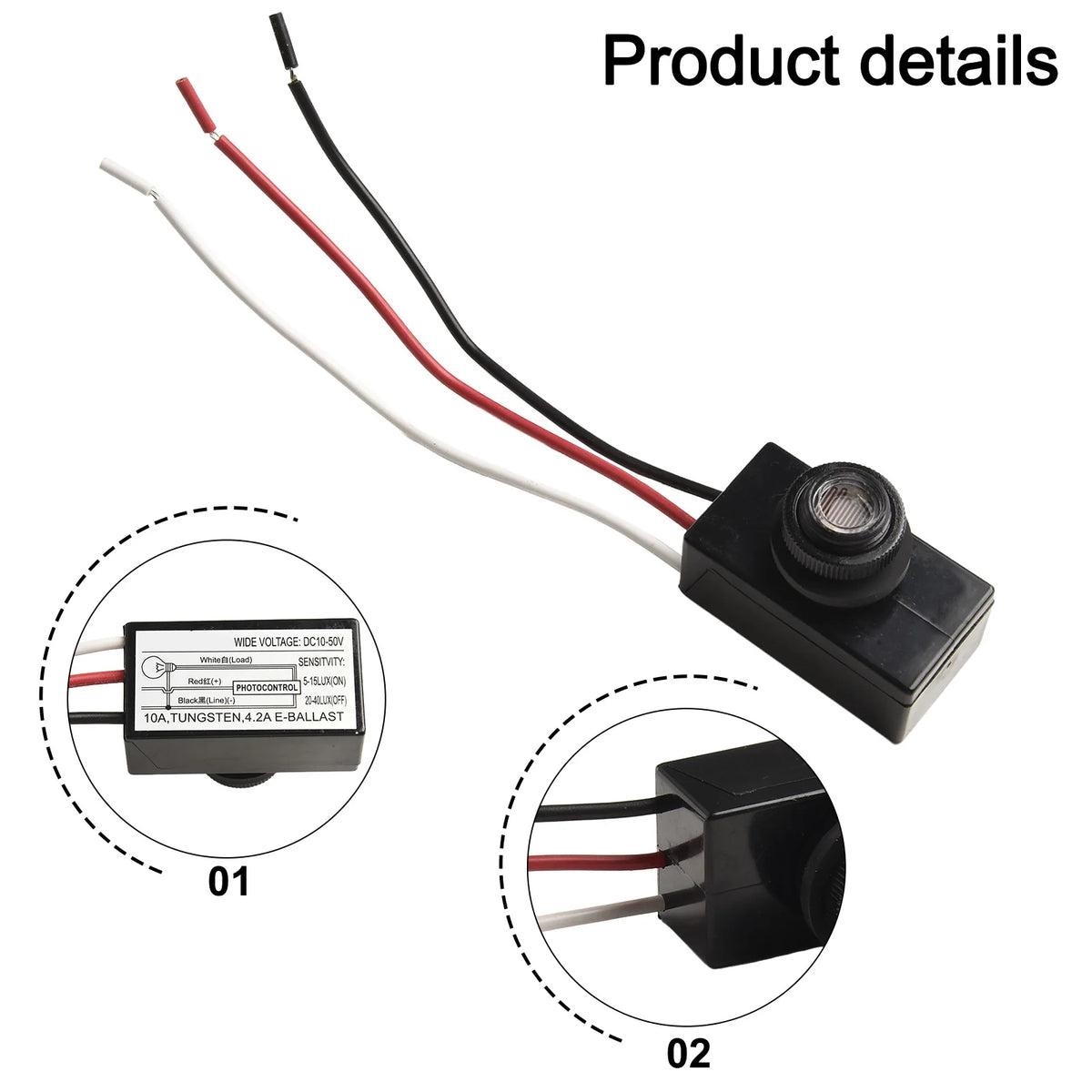 Control Switch Button Sensor 12V-48VDC Energy Saving Photocell Sensor ...