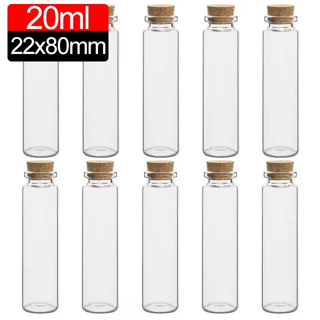Mini Glass Bottles with Cork Stoppers DIY Wishing Vials 50/10PCS