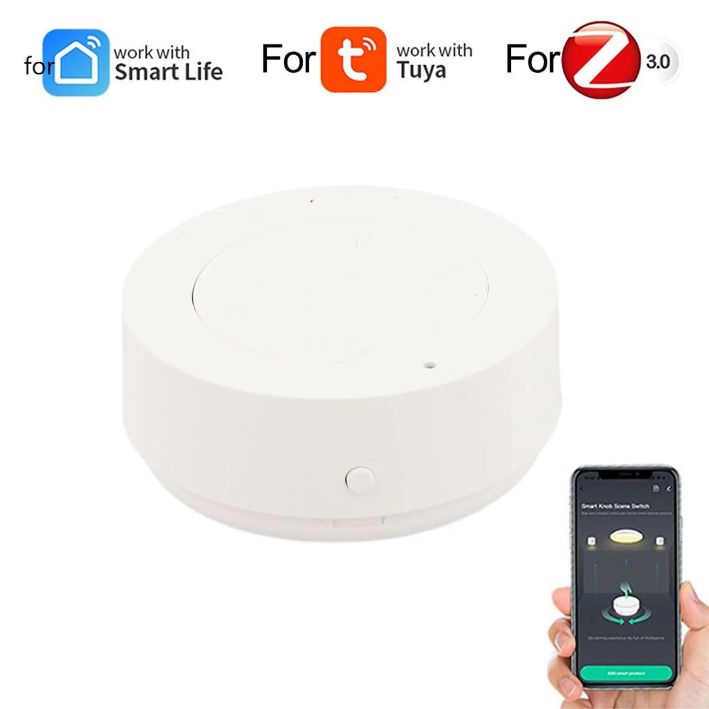 For Zigbee Smart Rotary Knob Switch for Controlling Light Bulbs Remotely with One Touch Operation and Wide Hub Compatibility