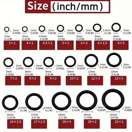 New 225PCS/Bag Black Rubber O Ring Assortment Washer Gasket Sealing O-Ring Kit 18 Sizes For Faucet Hose Connector Sealing Valve