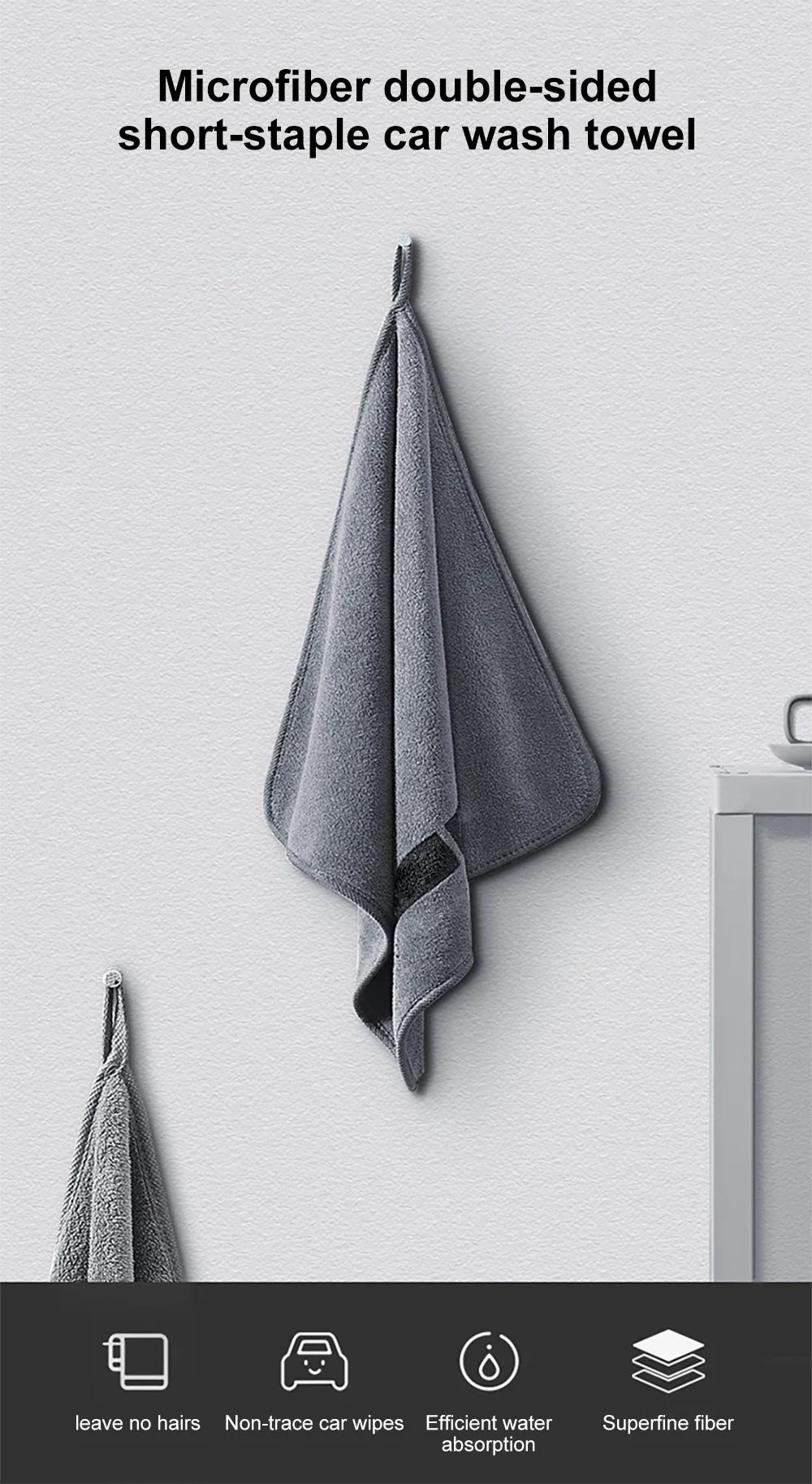 New High-end Microfiber Car Wash Towel Soft Drying Cloth Car Body Towels Double Layer Plush Thicken Water Absorption Car Rag