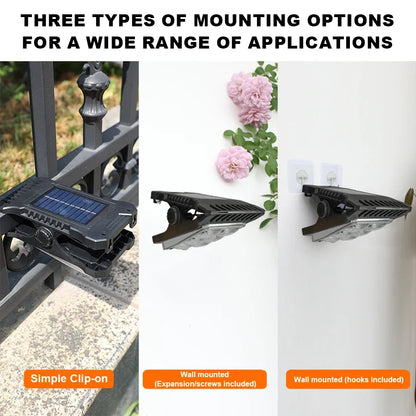 LED Solar Garden Lights Outdoor Solar Clip Light Motion Sensor Camping Lamp with 3 Mode Waterproof Fence Street Landscape
