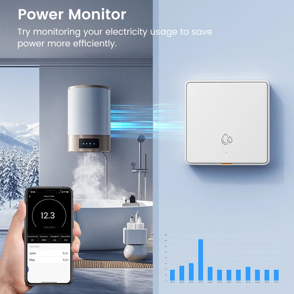 App Controlled Wall Switch Circuit Breaker Energy Monitoring Switch 4000W Power Switch Circuit Isolation Board Easy Installation