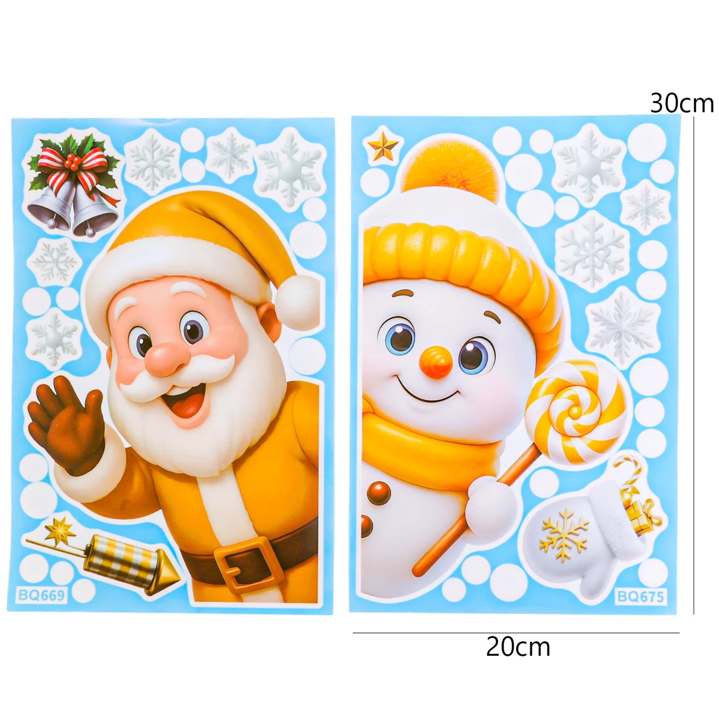 Christmas Window Stickers Winter Snowman Santa Claus Snowflake Reindeer Static Electricity Stickers Ornaments Xmas Home Decor