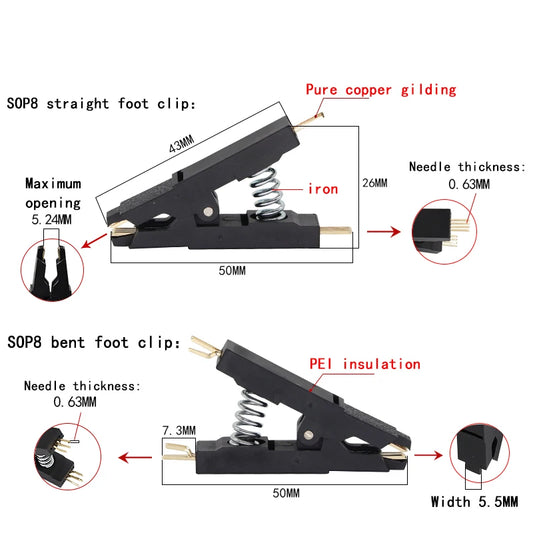 SOP8 Programmer Test Clip 8-Pin Universal BIOS IC Adapter Socket for Chip Programming