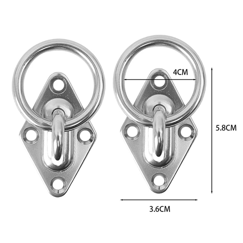 Heavy Duty Stainless Steel Pad Eye Plate – Rhombic Boat Wall & Ceiling Mount Hook Ring for Sun Shade Sail & Hammock