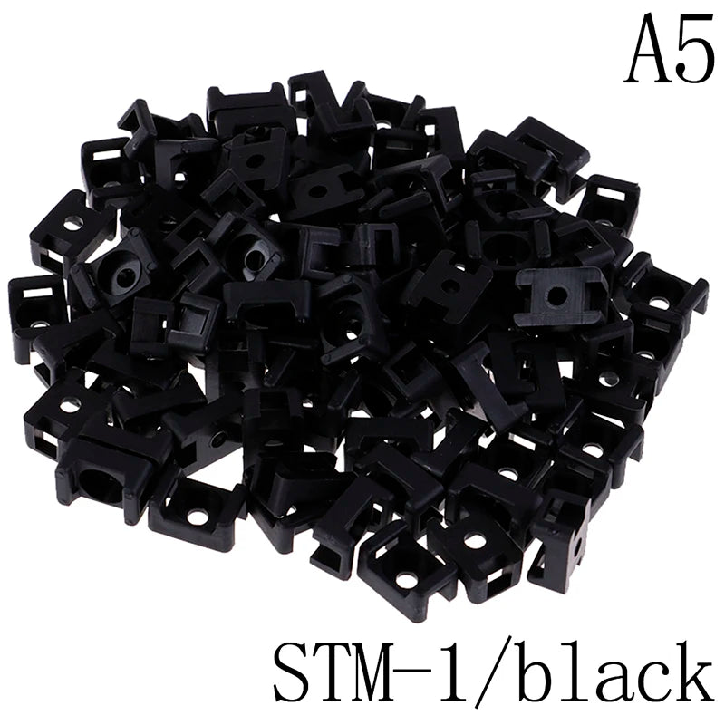 100Pcs/set Plastic Wire Cable Zip Tie Screw Fixing Mount Base Holder