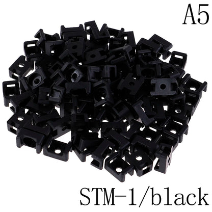 100Pcs/set Plastic Wire Cable Zip Tie Screw Fixing Mount Base Holder