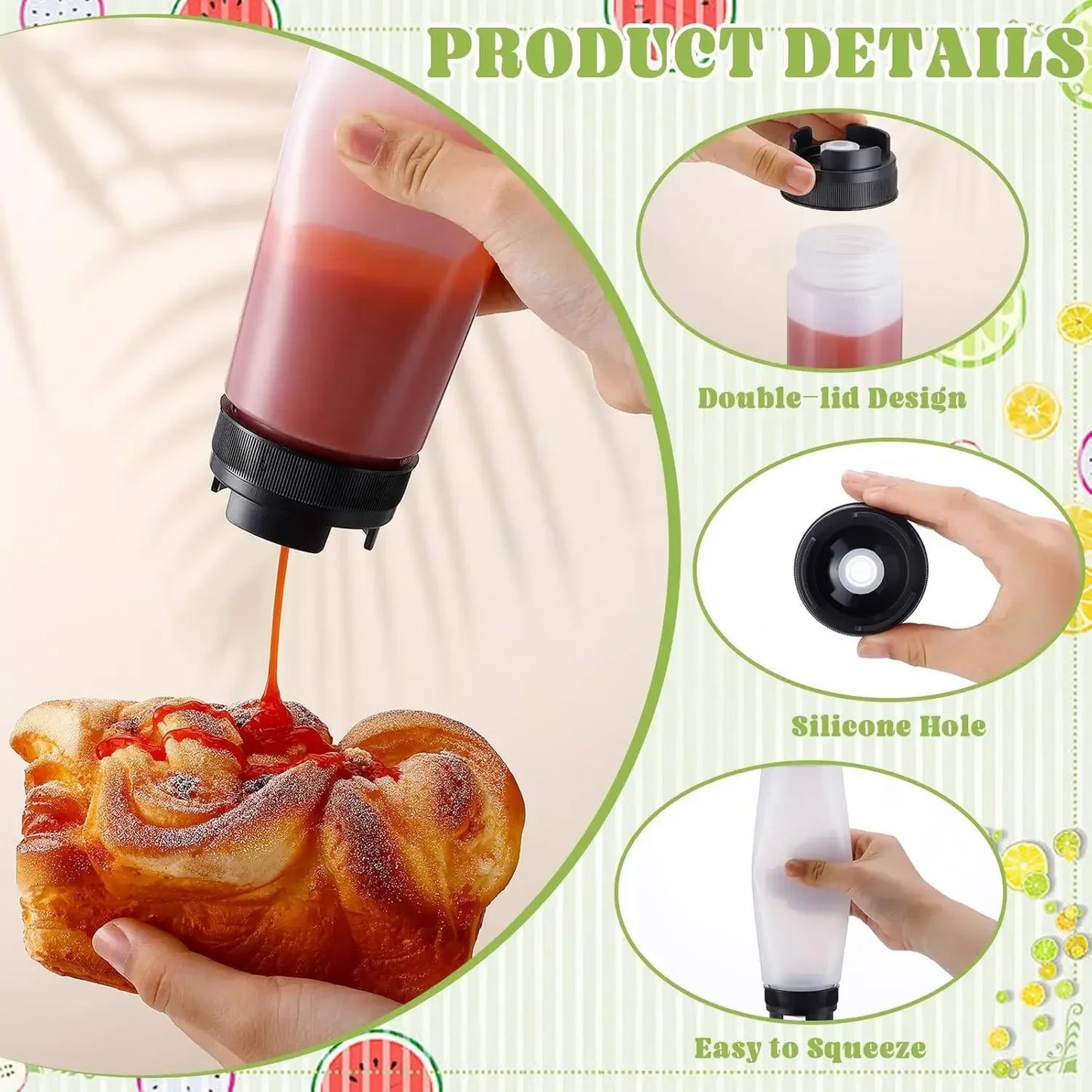 16oz Double Ended Sauce Squeeze Bottle Salad Dressing Dispenser