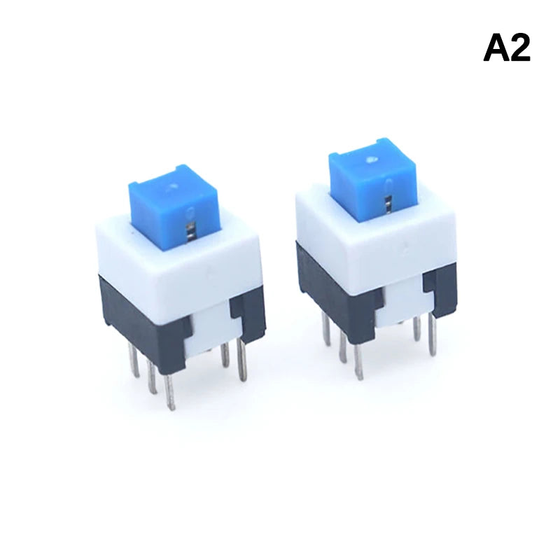 10Pcs/Lot 6 Pin DPDT Mini Push Button Flat Self-locking Switch G64 Multimeter Switch Micro Switch Kit Square 7x7x12mm