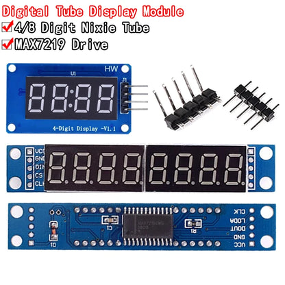 TM1637 4-Digit & MAX7219 8-Digit 7-Segment LED Display Module 0.36 Inch Clock Red Anode Tube