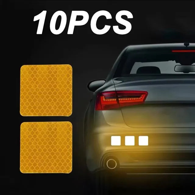 Car Bumper Reflective Safety Strip Stickers – Warning Reflector Tape Decals for Auto Exterior (10pcs/Set)