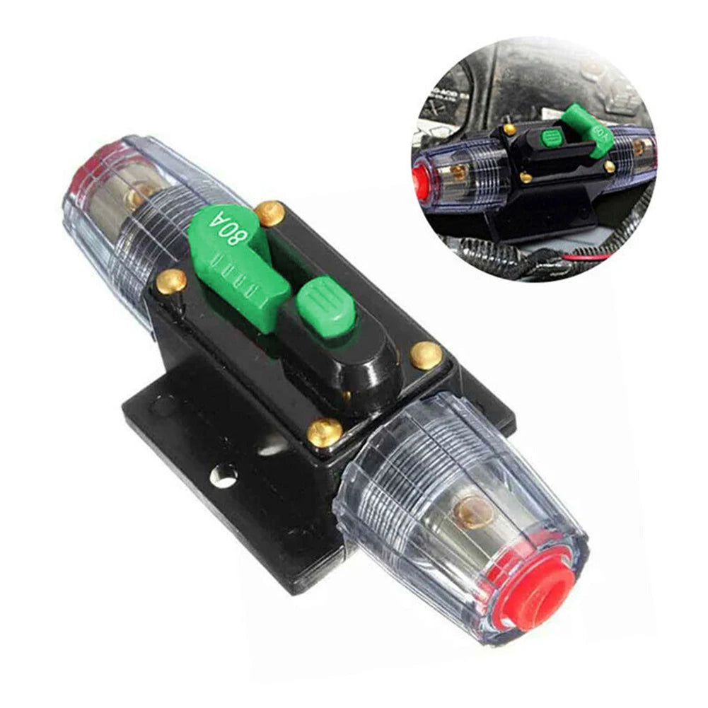 Car Boat 10A to 100A AMP Circuit Breaker Fuse Reset for 12V 24V 48V DC with Waterproof Housing and Manual Reset for Overload