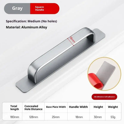 Drill-free Aluminum Handle for Sliding Door Window Drawer Bathroom Push-Pull
