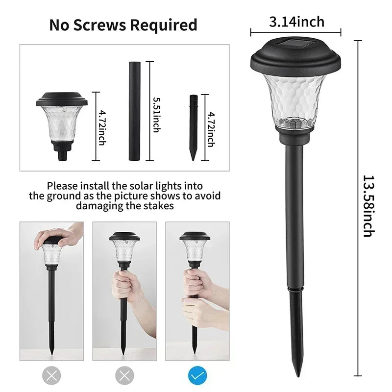 Solar Pathway Garden Lights Outdoor Waterproof LED