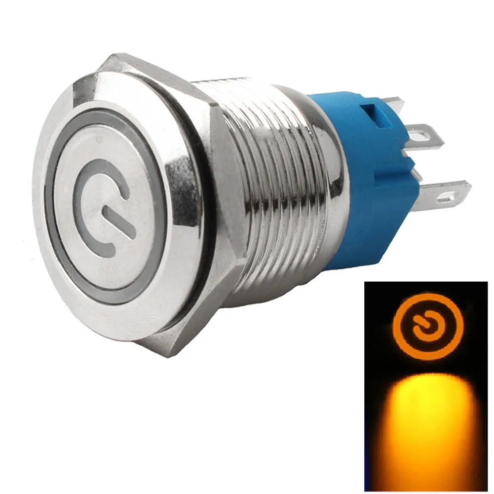 Control Systems Yellow Light Momentary Button Switch 12-24V Momentary Push Button Compact Push Button IP66 Push Button