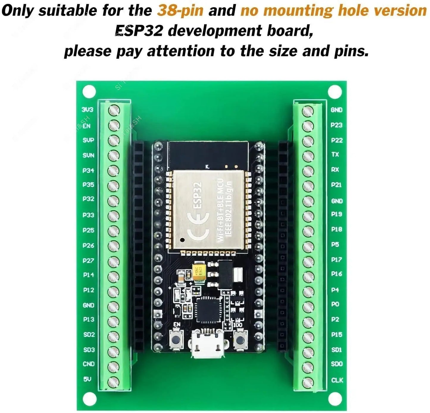 ESP-WROOM-32 ESP32 Microcontroller Development Board 38-Pin Narrow GPIO Breakout Expansion Module
