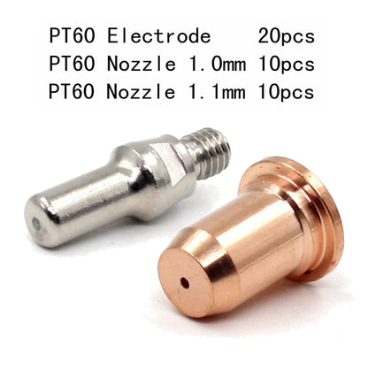 Plasma Tips Kit 1.0mm / 1.1mm Electrode for PT60 PT40 IPT-40 Plasma Torch, 1.0mm Nozzle 52582 51313P1.0 WSP-061001