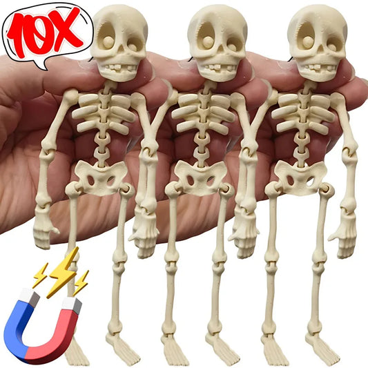 10/1PCS Halloween 3D Poseable Skeleton Magnet with Movable Joints Refrigerator Decoration Halloween Creative DIY Craft Ornament