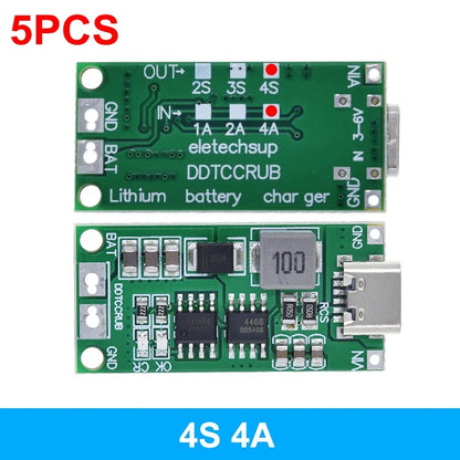 18650 Lithium Battery Charger Module 2S 3S 4S USB Type-C 8.4V 12.6V 16.8V Boost Board