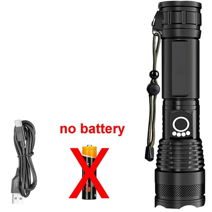 LED+COB Ultra Bright Flashlight Rechargeable 5mode Lamp Aluminum Alloy Zoomable Light Tactical Torch for Outdoor Camping Fishing