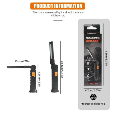 Folding COB XPE LED Work Light Rechargeable Magnetic Flashlight