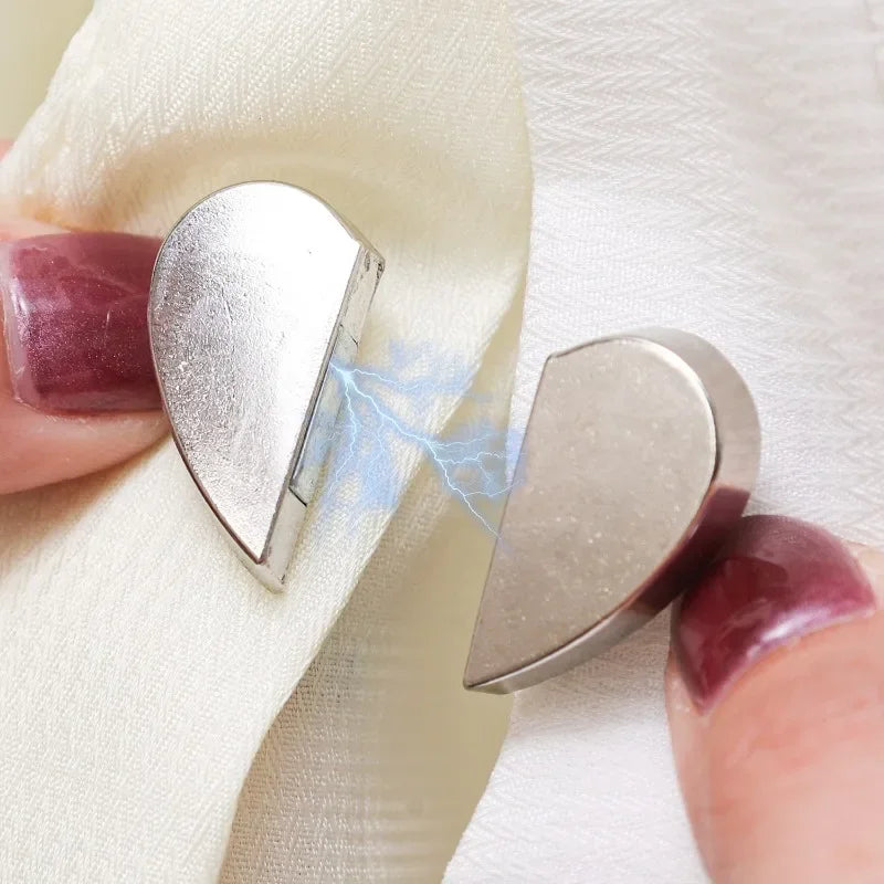 Heart-Shaped Curtain Magnetic Clips — Nail-Free Detachable Window Curtain Magnet Buckle Adjustment Buttons