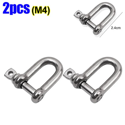 Stainless Steel D Link Shackle Ring Hooks Lifting Shackle Lock Wire Rope Clips D-Type Rigging Shackle Hooks Boat Hardware Tools
