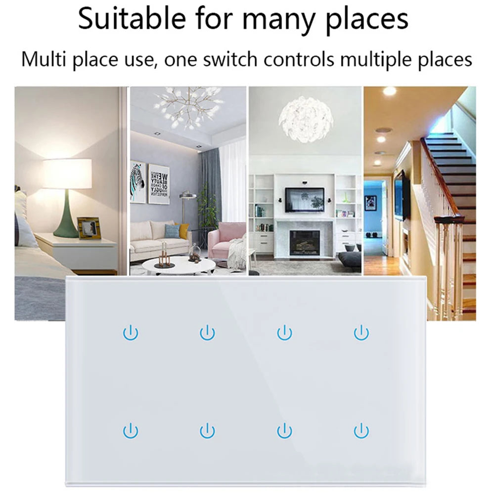 2 Way Touch Switch Voice Control Switch Energy-saving Lamp Compatible Hands-free Control For Tuya App Home Automation