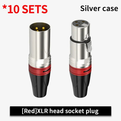 3Pin XLR Color Head Pure Copper Pin Male and Female Audio Microphone Connector Canon Welding Plug Socket