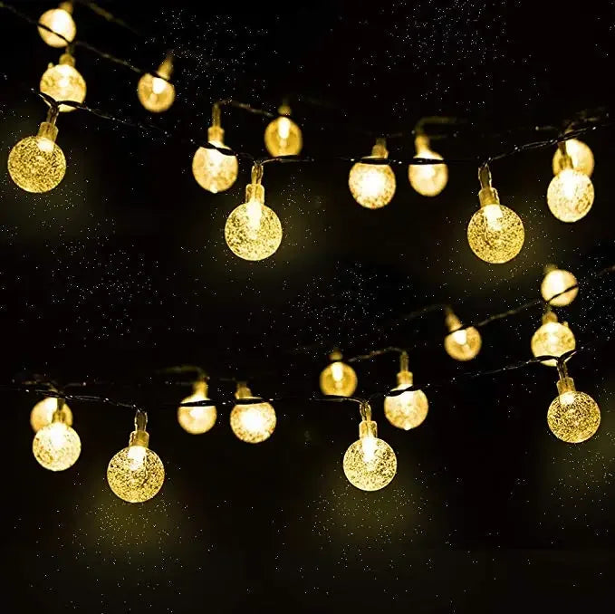 2026 New Solar Crystal Globe LED String Lights IP65 Waterproof Outdoor Fairy Light for Garden Party Christmas Decor