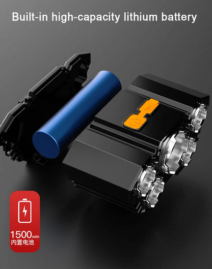 USB Rechargeable 5LED Headlamp High Power Head Flashlight 18650 Built-in battery Headlight LED Head Torch For Camping Fishing