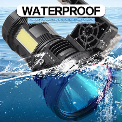 20W LED Flashlight COB Type-C Rechargeable Zoom Torch