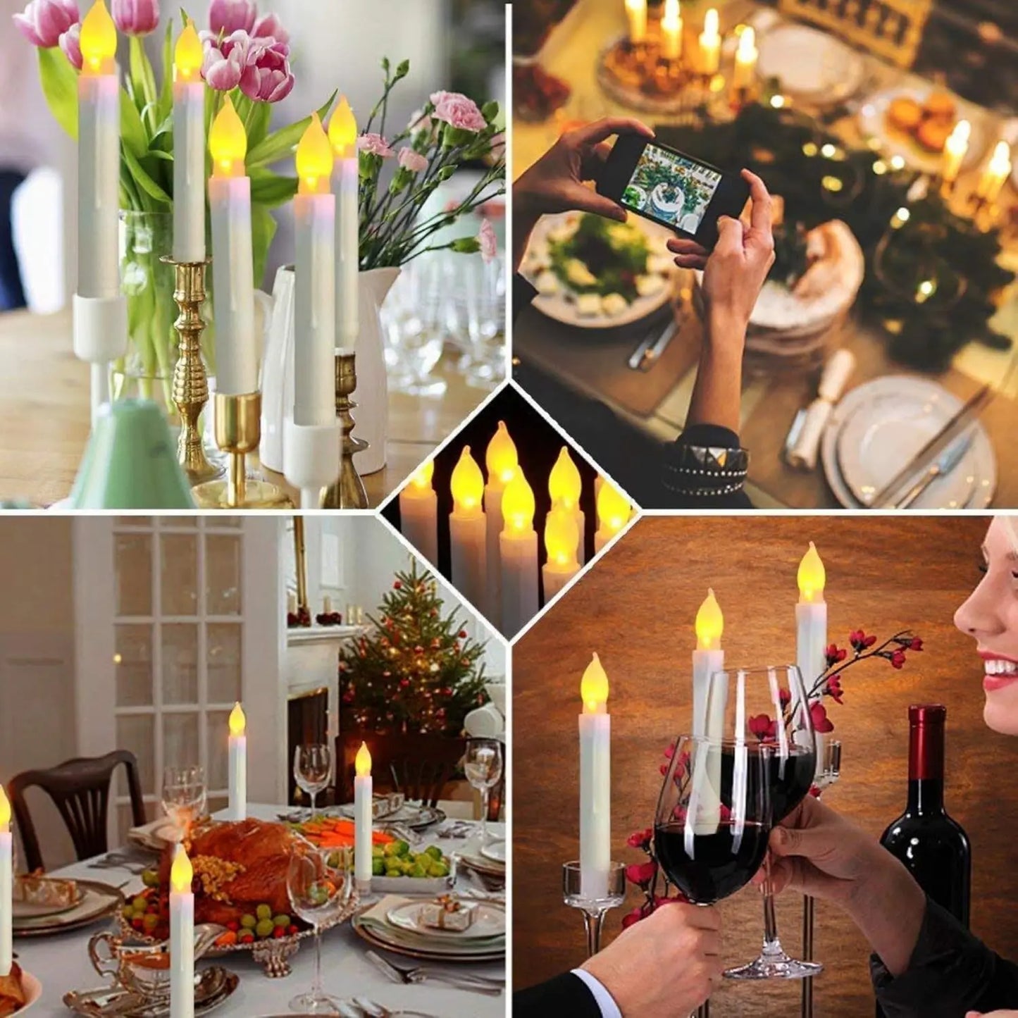 Flameless Candles 12 PCS Led Candles 6.9 Inch Battery Operated Candles Taper Candles for Party Classroom Church Birthday Decor