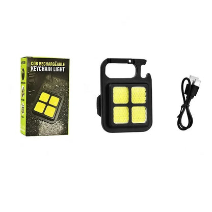 COB Work Light USB Rechargeable Lamp Flashlight Mini Keychain Light with 90° Foldable Side Lights Super Bright Portable Lanterns