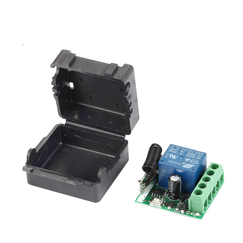 DC 12V 10A RF Relay Receiver 433mhz Wireless Remote Control EV1527 Learning Code Transmitter 2 bottons