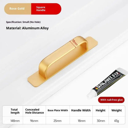 Drill-free Aluminum Handle for Sliding Door Window Drawer Bathroom Push-Pull