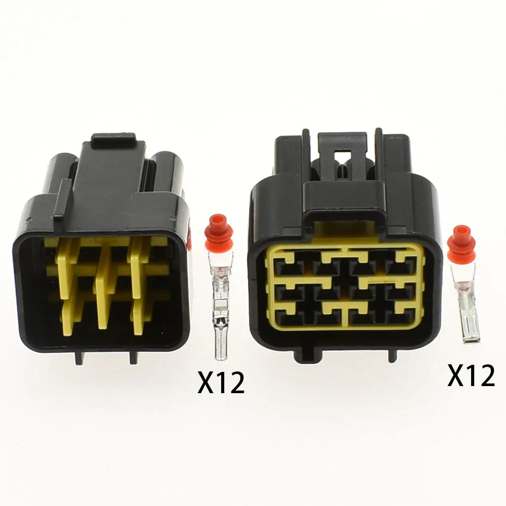 FW-C-12M-B / FW-C-12F-B / DJ7121Y-2.3-11/21 Automotive 12-Pin Connector — Furukawa Black Male Female Wiring Socket