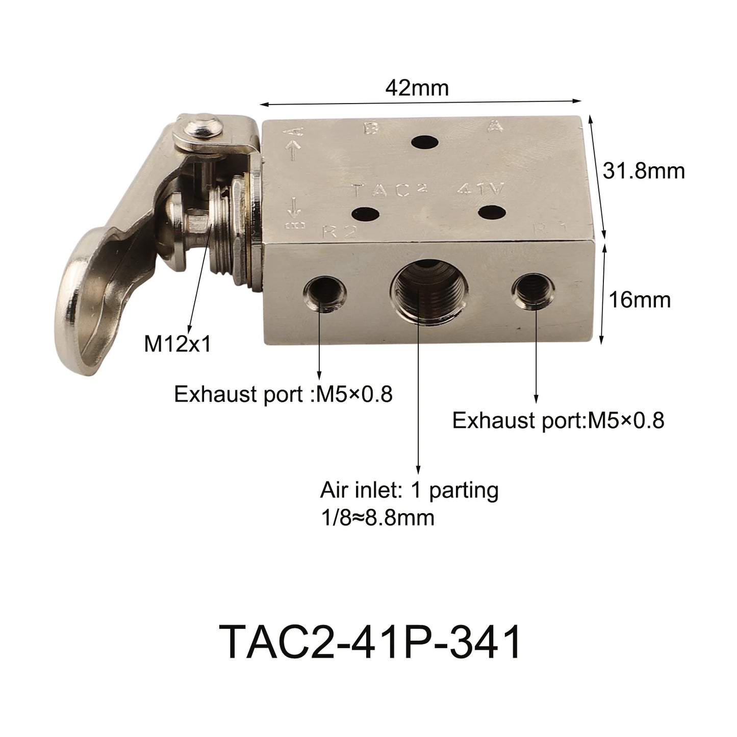 TAC2-41P+34T Pneumatic Valve 2 Position 3Way Mechanical Valve With 6mm Connector Pneumatic Switch Valve For Automatic Equipment