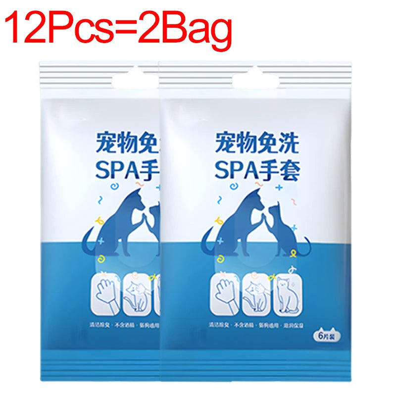Disposable Pet Wash Gloves Towels No-Rinse Cleaning 30/6PCS